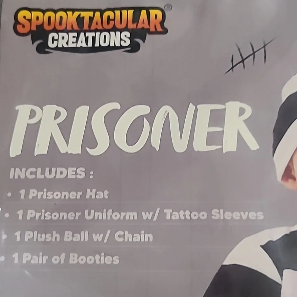 Prisoner Convict Costume w/ Tattoo Sleeves by Spooktacular Creations Size 6-12 M